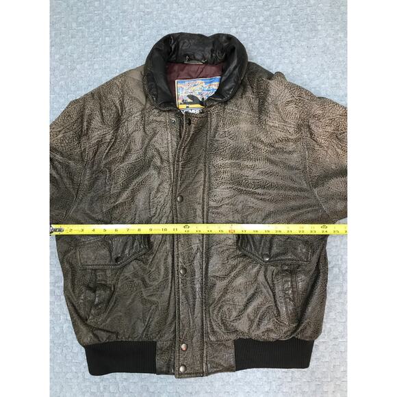 Vintage Members Only Leather Jacket Mens 46 Brown Bomber Hooded Quilted 90s - Picture 13 of 16